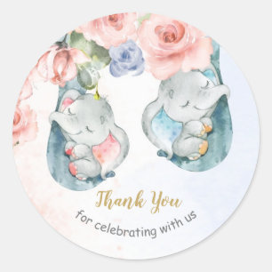 Elephant Baby Shower Round Tack Stickers Runt Klistermärke