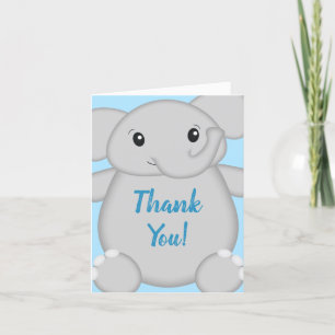 Elephant Baby Shower Safari Blue Boy Tack Kort