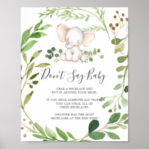 Elephant Baby Shower Säg inte att Baby skriver und Poster