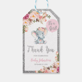 Elephant Baby Shower Silver Tack Favor Presentetikett