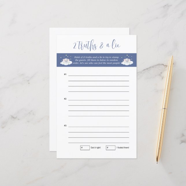 Elephant Baby Shower spelade två sanningar och en  (Fram/Back In Situ)