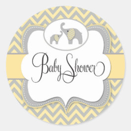 Elephant Baby Shower Sticker in Gult Chevron Runt Klistermärke