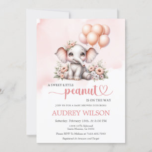 Elephant Baby Shower Sweet Little Peanut Inbjudningar