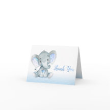Elephant Baby Shower Tack, Cards Boy Blue