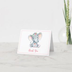 Elephant Baby Shower Tack Cards (flicka) Kort