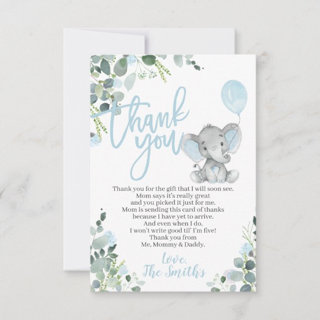 Elephant Baby Shower Tack för att du fick ett barn (Framsida)
