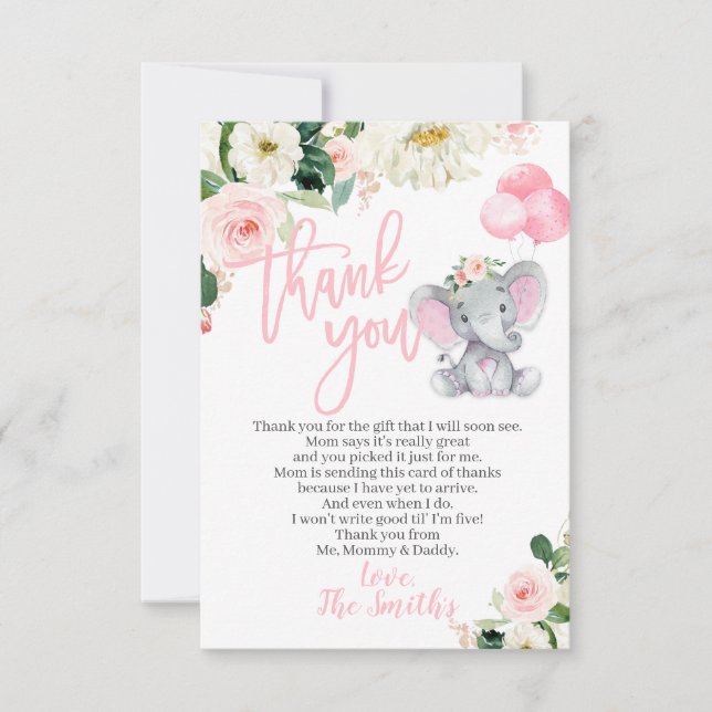 Elephant Baby Shower Tack för att du har ett kort  (Framsida)