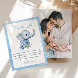 Elephant Baby Shower - tack för ditt kort - Blue W