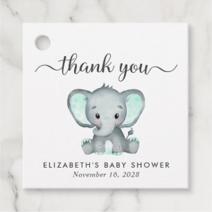 Elephant Baby Shower Tack Gåvor Etiketter