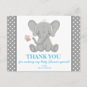 Elephant Baby Shower Tackkort Polka dots Vykort