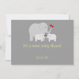Elephant Baby Shower Twillingars Gender Neutral Inbjudningar