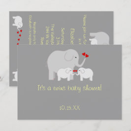 Elephant Baby Shower Twillingars Gender Neutral Inbjudningar