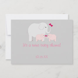 Elephant Baby Shower Twin Girls Inbjudningar