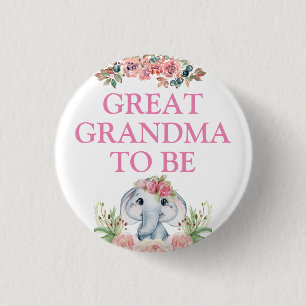 Elephant Baby Shower Underbar Grandma ska vara Knapp