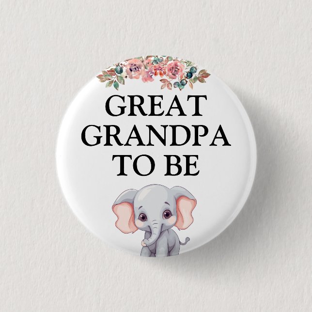 Elephant Baby Shower Underbar Grandpa ska vara Knapp (Framsida)