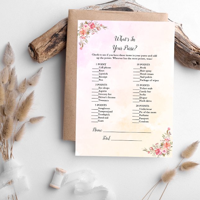 Elephant Baby Shower What's in your Purse Game Inbjudningar (Skapare uppladdad)