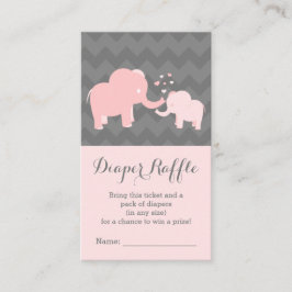 Elephant Baby ShowerDiaper Raffle Biljett Rosa Grå Tilläggskort