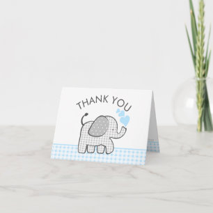 Elephant Baby Tack Blue Gingham Kort