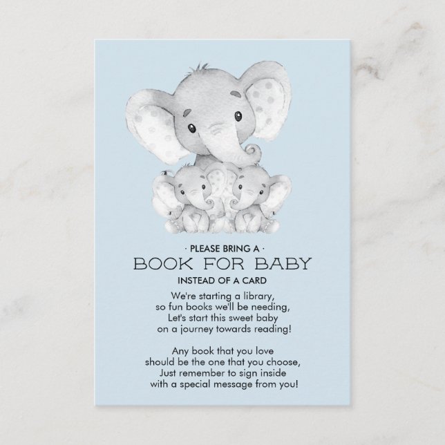 Elephant Baby Twillingars Shower Bok för Baby Card Tilläggskort (Framsida)