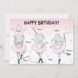Elephant Ballerina Birthday  Kort