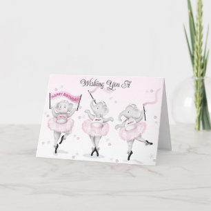 Elephant Ballerina Dance Birthday Kort
