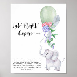 Elephant & Ballong \ Midnatt blöjor spel Poster
