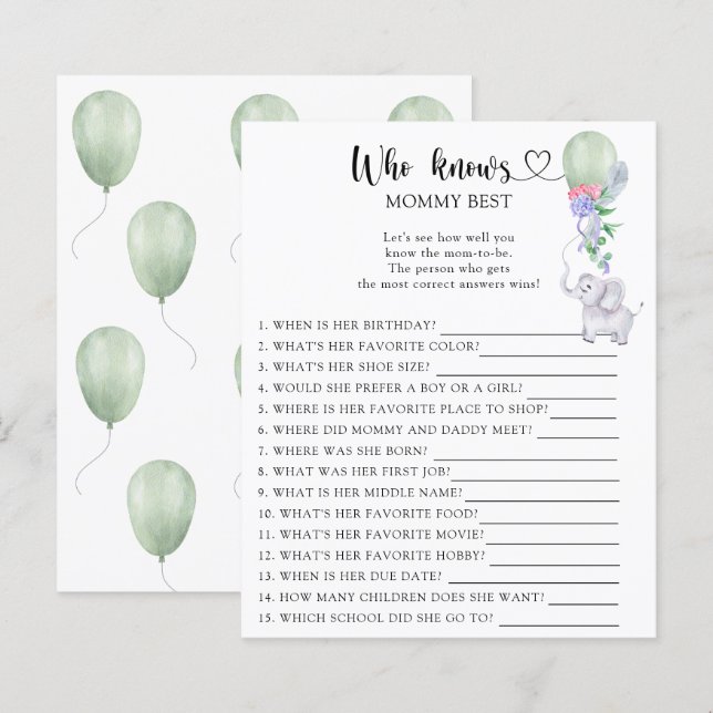 Elephant & Ballong - Vem vet bäst mamma (Fram/baksida)