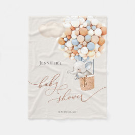 Elephant Balloon Baby Shower Fleece Blanket