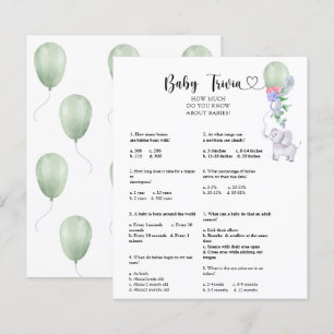 Elephant & Balloon-Baby Trivia   Barnstödsspel