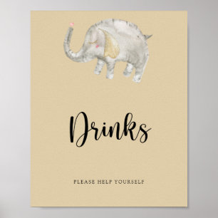 Elephant Balloon Drinks hjälper dig själv Poster