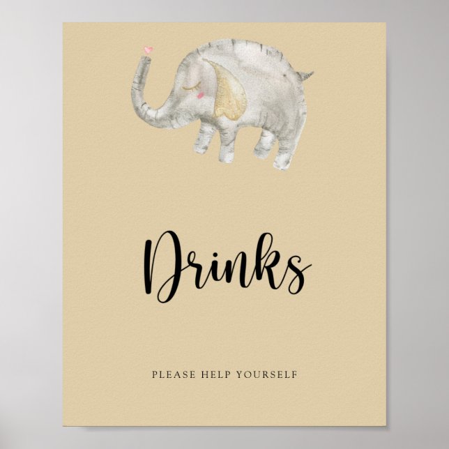 Elephant Balloon Drinks hjälper dig själv Poster (Framsidan)