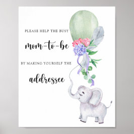 Elephant & Balloon - Hjälp Busy Mamma att be om hj Poster
