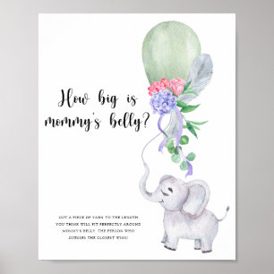 Elephant & Balloon Hur stort är mamma-belly? Poster