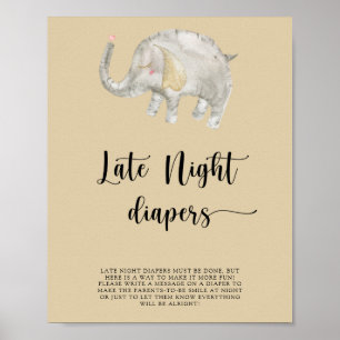 Elephant Balloon \ Late night Diaper match Poster