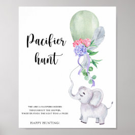 Elephant & Balloon Nappar jagar babyduschspel Poster