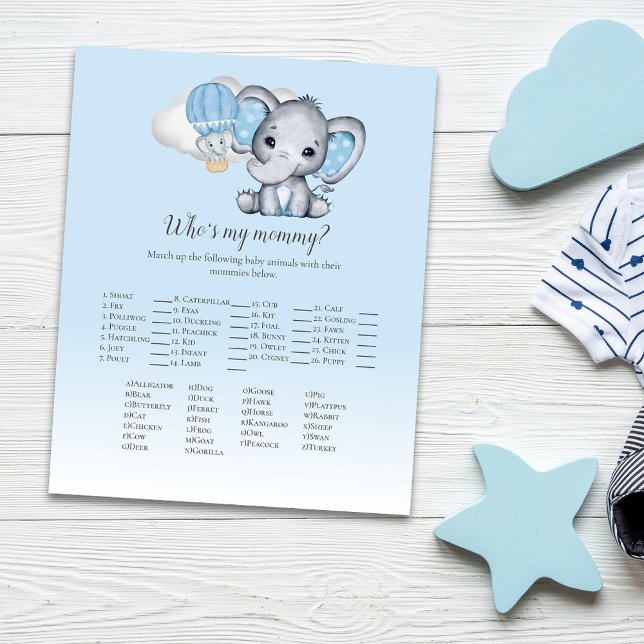 Elephant Balloon Vem är min Mamma Baby Game Blue? (Skapare uppladdad)
