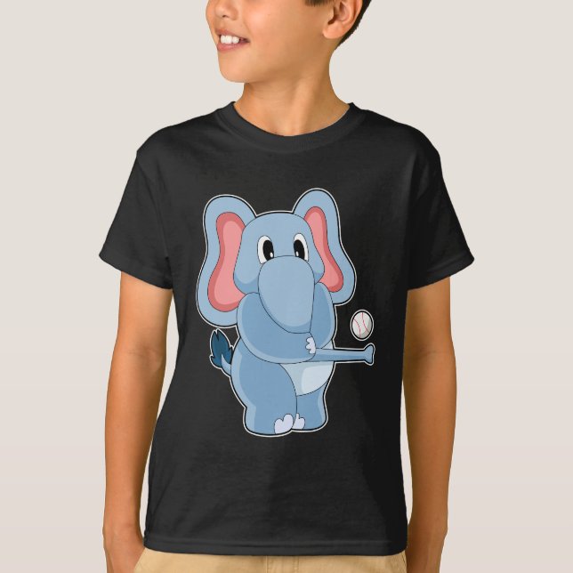 Elephant Baseball Sports T Shirt (Framsida)