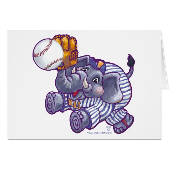 Elephant Baseball Star Hälsningskort (Framsidan Horizontal)