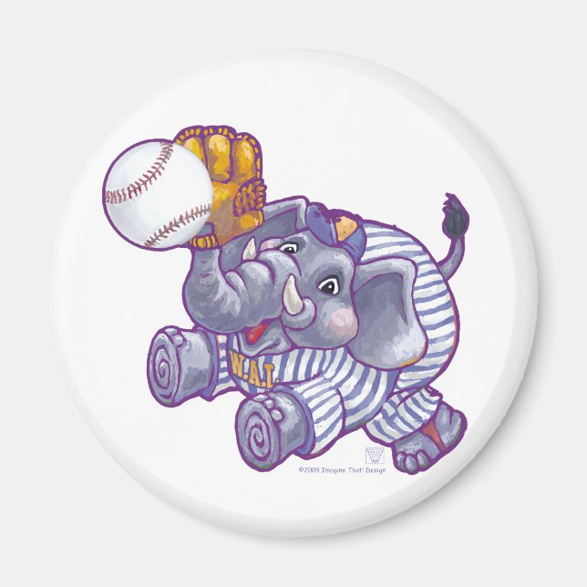Elephant Baseball Star Magnet (Framsidan)