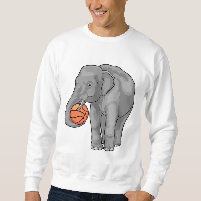 Elephant Basketball-spelare Basketball Lång Ärmad Tröja (Framsida)