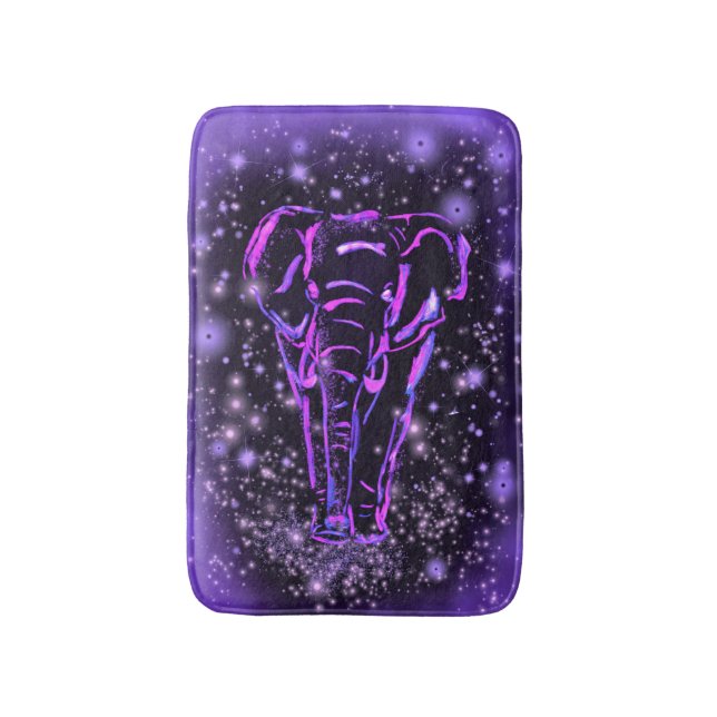 Elephant Bath Mat in Lila Rosa Starry Night Badrumsmatta (Framsidan (Vertikal))