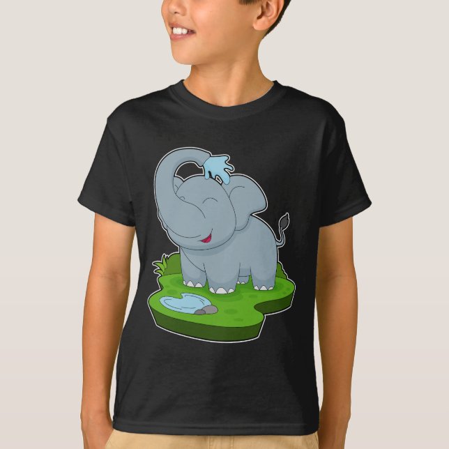 Elephant Bathe Vatten T Shirt (Framsida)