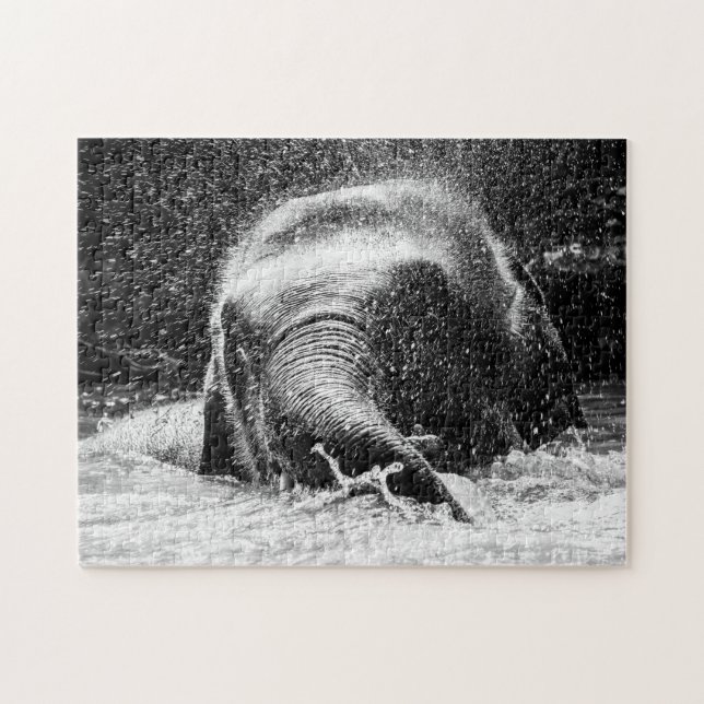 Elephant Bathing Time, Jigszawa Puzzle Pussel (Horisontell)