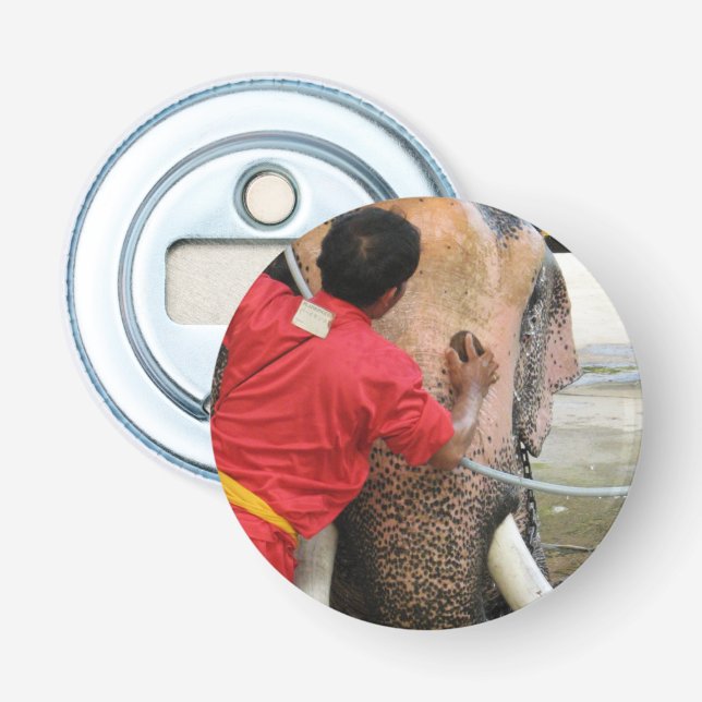 Elephant Bathtime ... Ayutthaya, Thailand Flasköppnare (Framsidan)