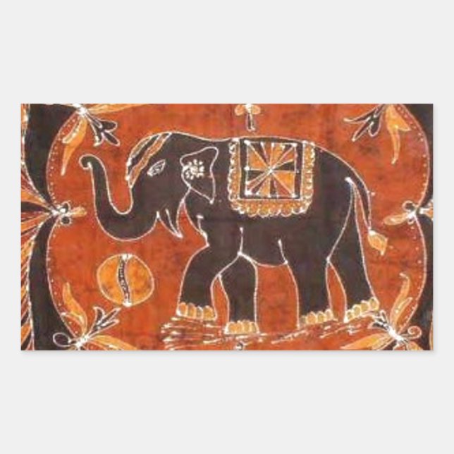 Elephant Batik Rektangulärt Klistermärke (Framsida)