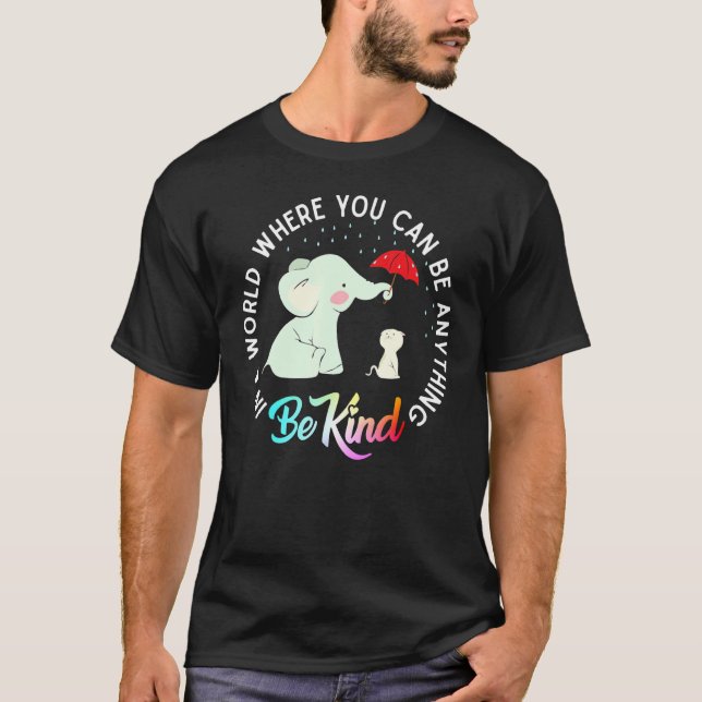 Elephant Be Kind Cute Elephan Autism And Cat T Shirt (Framsida)