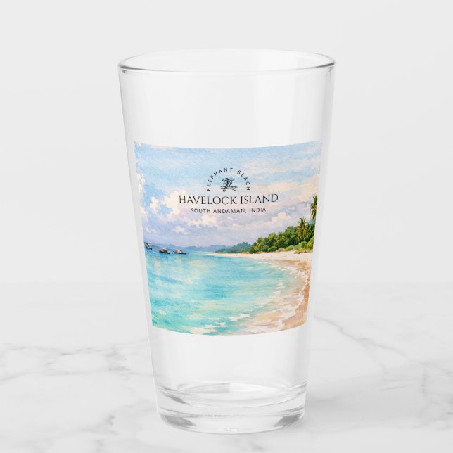 Elephant Beach Akvarell – Andaman Minnessak Presen Glaskopp (Framsida)