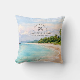 Elephant Beach Akvarell – Andaman Minnessak Presen Kudde