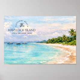 Elephant Beach Akvarell – Andaman Minnessak Presen Poster
