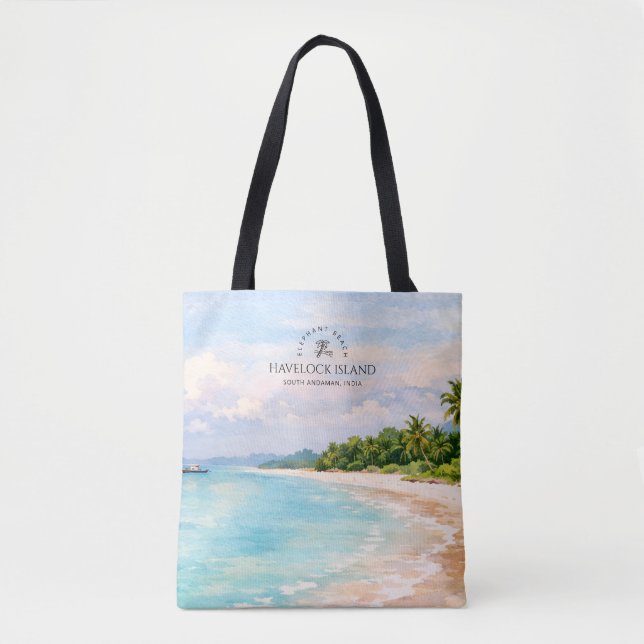 Elephant Beach Akvarell – Andaman Minnessak Presen Tygkasse (Framsida)